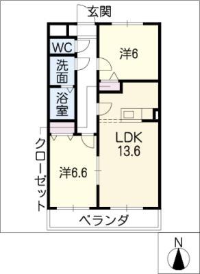プリミエール清水(2LDK/2階)の間取り写真