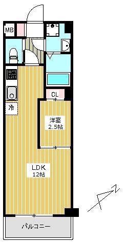 JJリバーサイド三条(1LDK/5階)の間取り写真