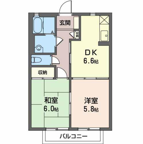 三井ハイツ(2DK/1階)の間取り写真