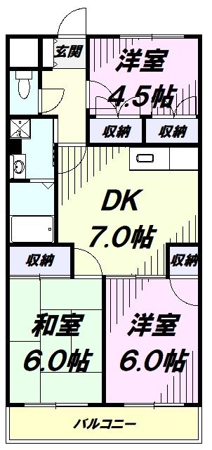 リエス清瀬旭が丘(3DK/3階)の間取り写真