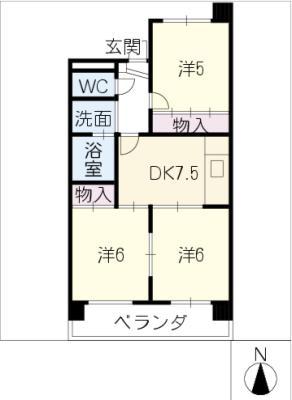 第2サンヨーマンション(3DK/5階)の間取り写真