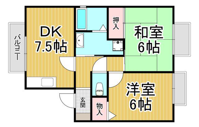 VING TAINE 津門 Ⅱ(2DK/1階)の間取り写真