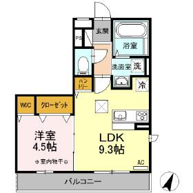 サンディアル原田(1LDK/3階)の間取り写真
