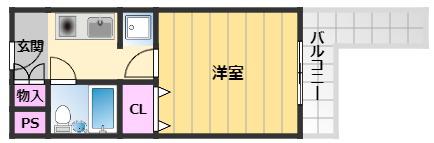 シャルマンフジ下松1番館(1K/4階)の間取り写真