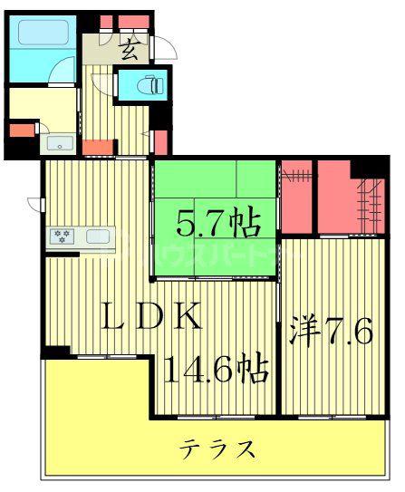ヴィラ コルザ(2LDK/1階)の間取り写真