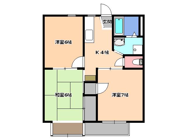 ハイツモンレーヴ(3DK/2階)の間取り写真