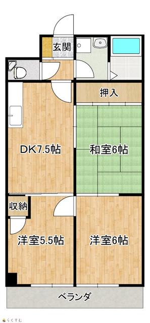 マンション平和(3DK/2階)の間取り写真