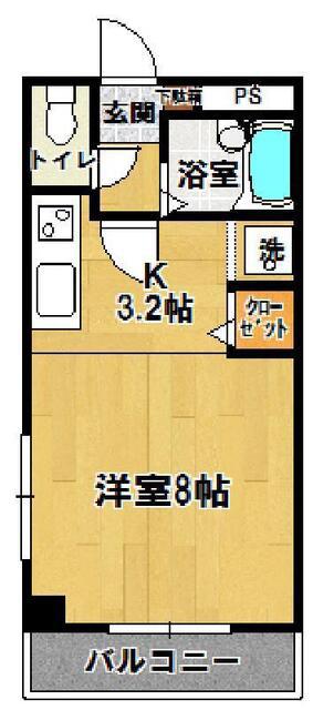 平砂マンション(1K/3階)の間取り写真