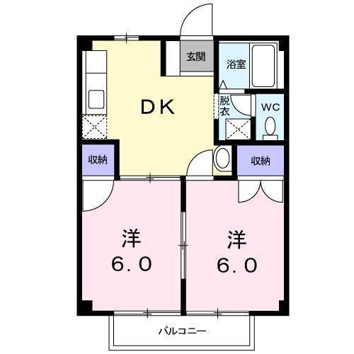 サンライズ江藤(2DK/2階)の間取り写真