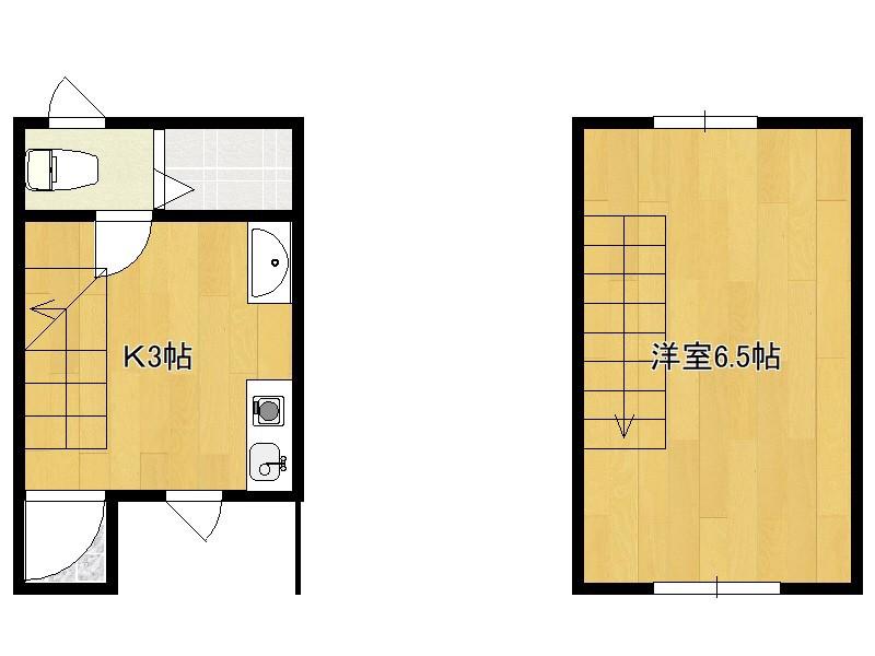 IKKA西牟田 C棟(1K/1階)の間取り写真