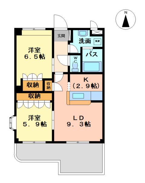 ベルファミーユ2(2LDK/1階)の間取り写真