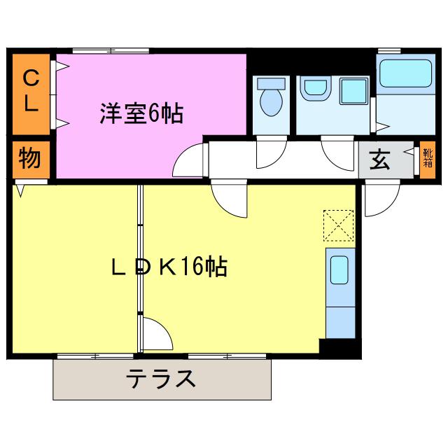 夢咲きの里B・C・F棟(1LDK/1階)の間取り写真