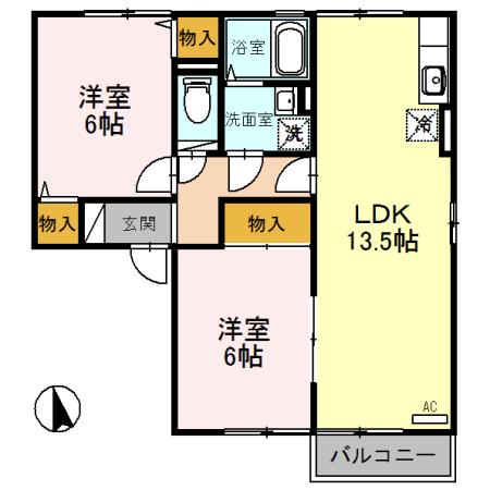 コンフォール21(2LDK/2階)の間取り写真