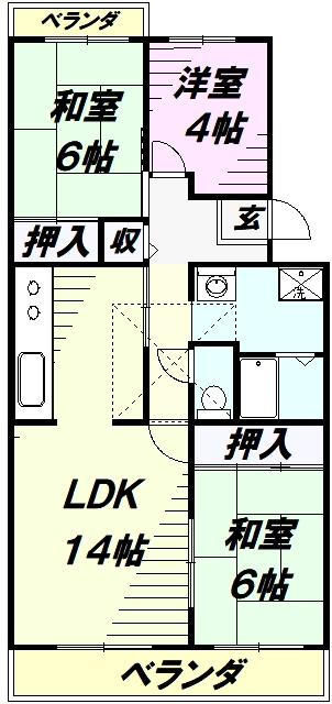 コーポレート美原1号棟(3LDK/5階)の間取り写真