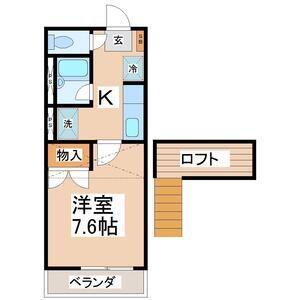 シンフォニー萩ヶ丘(1K/2階)の間取り写真