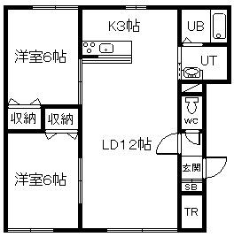 エルミA・B棟(2LDK/2階)の間取り写真