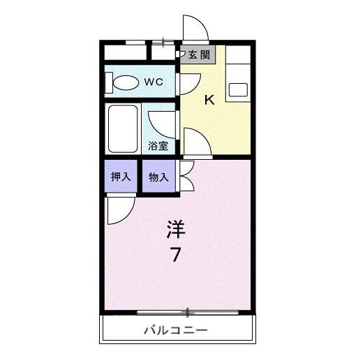 メゾンセシボン・E(1K/2階)の間取り写真