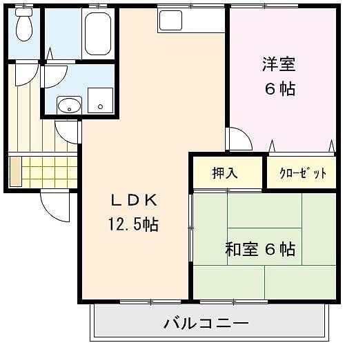 シャルムI(2LDK/2階)の間取り写真