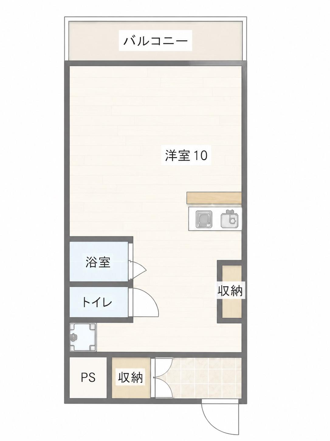 ウインディア舟入南(1K/2階)の間取り写真