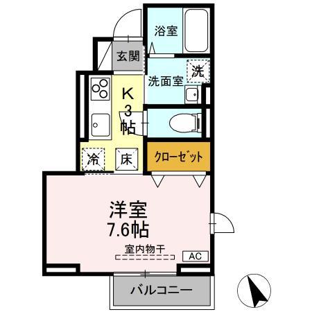 酒田市DROOM RAFFINESIRIUS101(1K/1階)の間取り写真