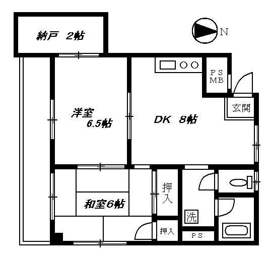 ダイヤハイツ神奈川(2SDK/3階)の間取り写真