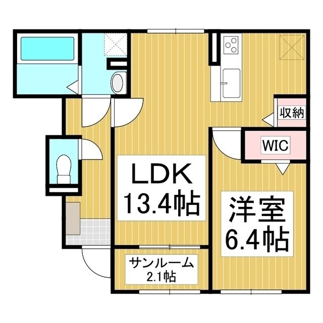 マグノリアコート 青木島(1LDK/1階)の間取り写真