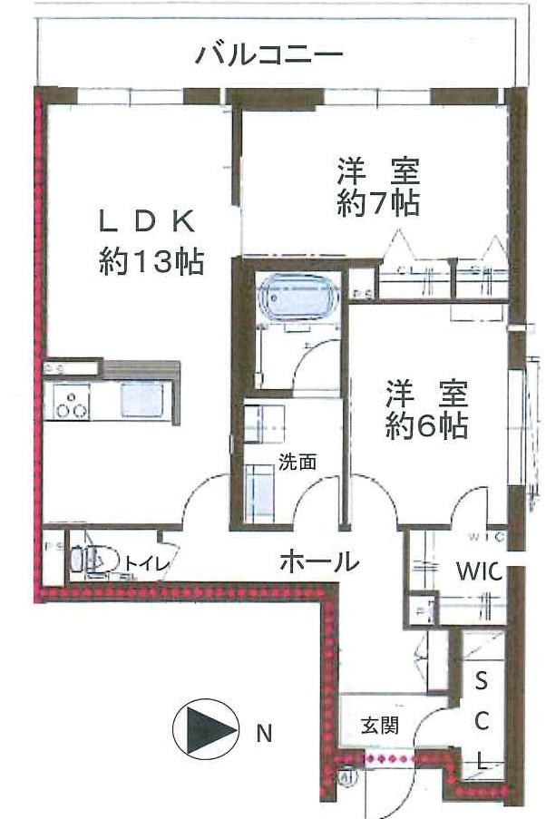 シャーメゾン晴明通(2LDK/1階)の間取り写真