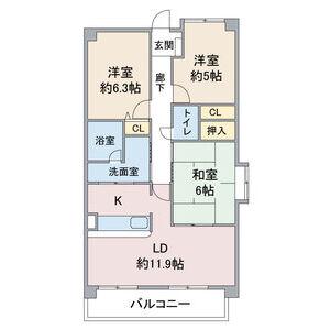 ピアネーズ神ノ倉(3LDK/1階)の間取り写真