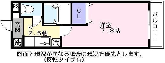 ヴェルドミール伊庭(1K/3階)の間取り写真