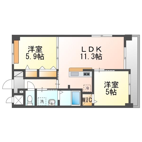 MAISON QOO(2LDK/3階)の間取り写真