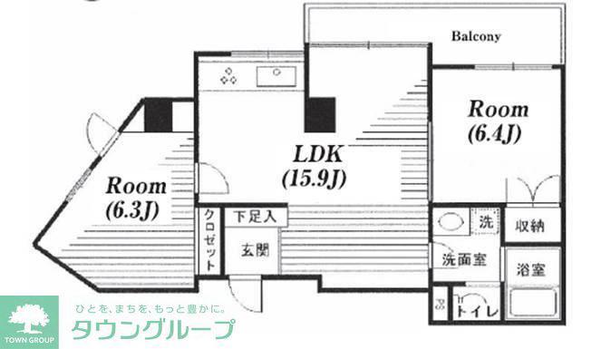 アルファスペース都立大(2LDK/3階)の間取り写真
