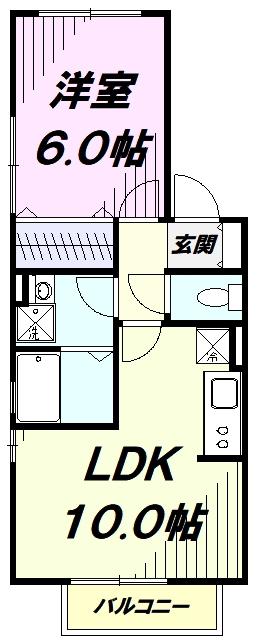 リヴェールB(1LDK/2階)の間取り写真