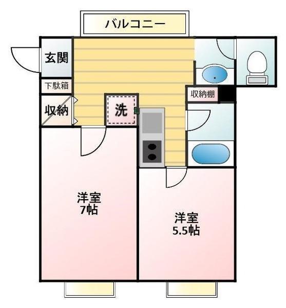 クンストハウス飛鳥山(2K/3階)の間取り写真