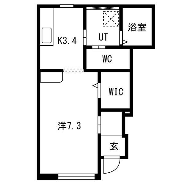 シエール(ワンルーム/1階)の間取り写真