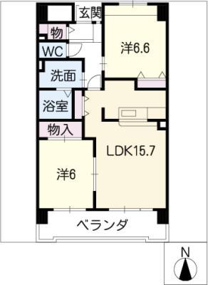 レジデンス勝南(2LDK/5階)の間取り写真