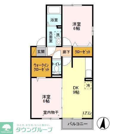 クレストパークD(2DK/2階)の間取り写真