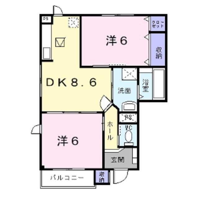 フィデールAB(2DK/1階)の間取り写真
