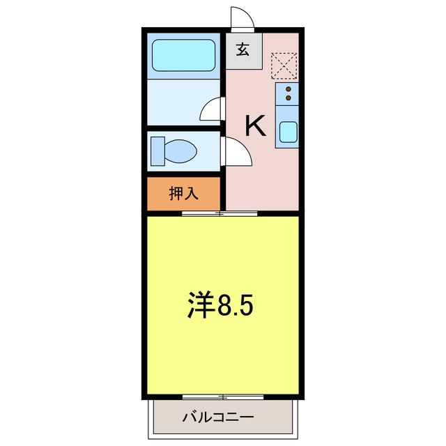 パレス峰2(1K/2階)の間取り写真