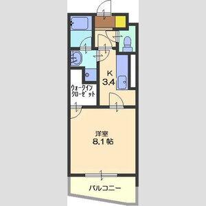イサリオン(1K/4階)の間取り写真