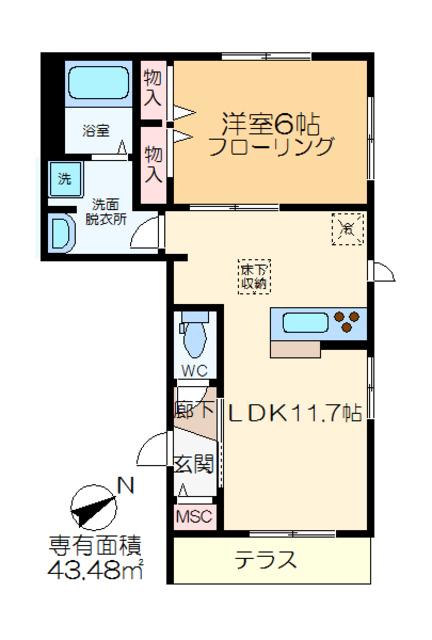 ANNABELLE(1LDK/1階)の間取り写真