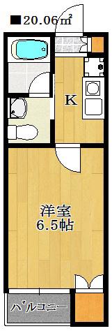 パレスヒル東船橋(1K/1階)の間取り写真