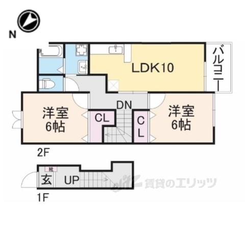 ハイファイン藤(2LDK/1階)の間取り写真