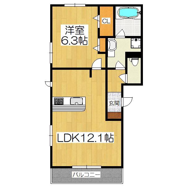 ル アミ(1LDK/1階)の間取り写真