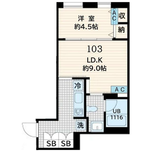AGLAIA恵比寿 部屋番号103(1LDK/1階)の間取り写真