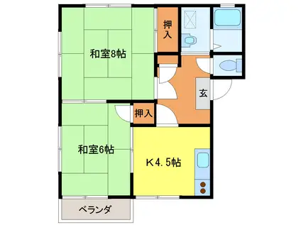 ハイツサカヨリ(2K/2階)の間取り写真