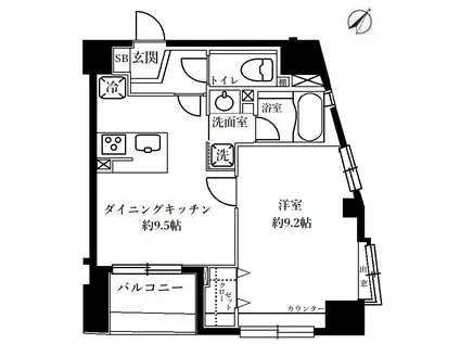 デュオスカーラ神楽坂(1LDK/4階)の間取り写真