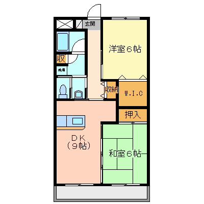 サンシャインハイツ(2LDK/5階)の間取り写真