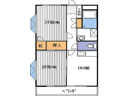 若林第1ビル(2DK/3階)の間取り写真