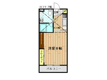 HI STAGE1(1K/2階)の間取り写真