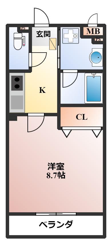ハーモニー2(1K/2階)の間取り写真